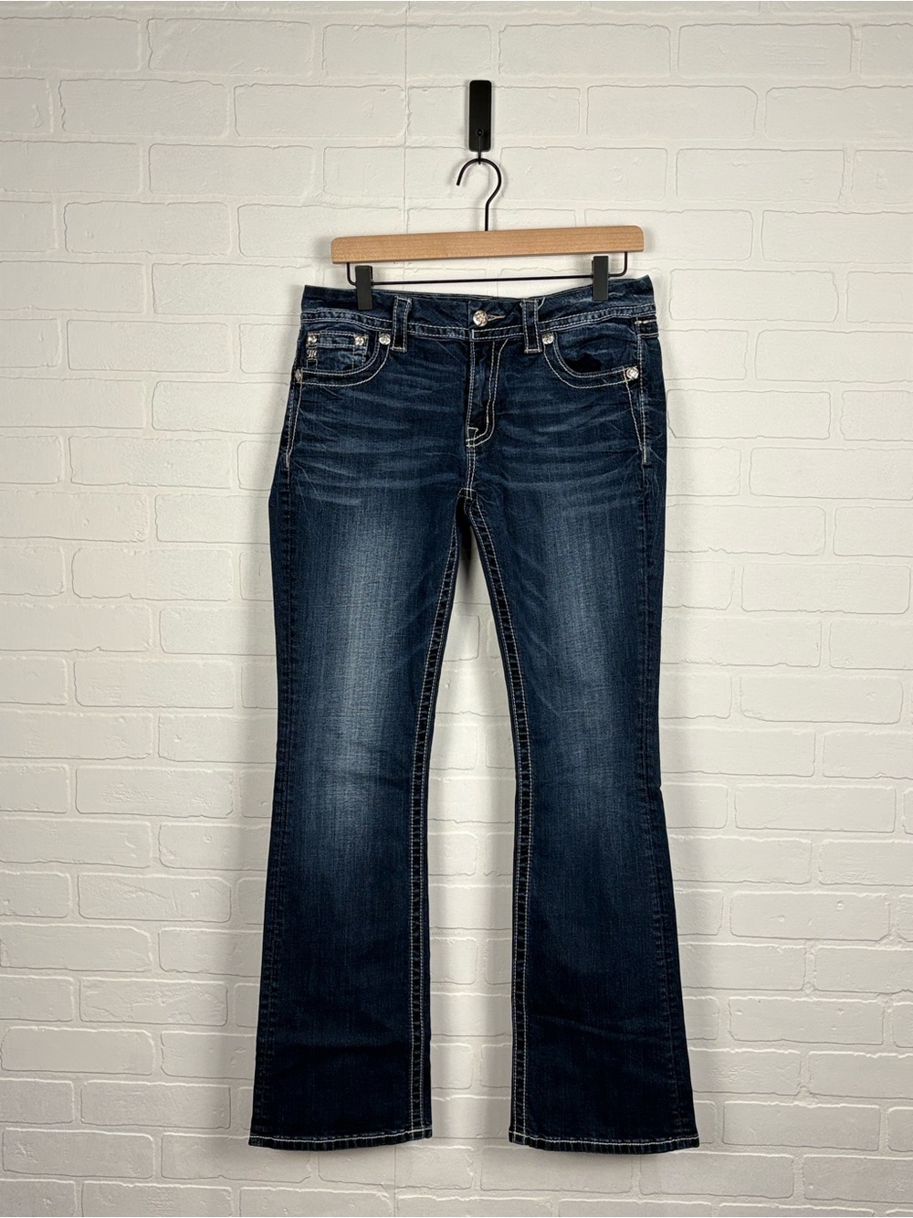 Miss Me Mid-Rise Easy Bootcut Jeans Sequin Wings DK 353 Size 29